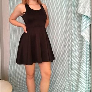 Black cross cross skater dress